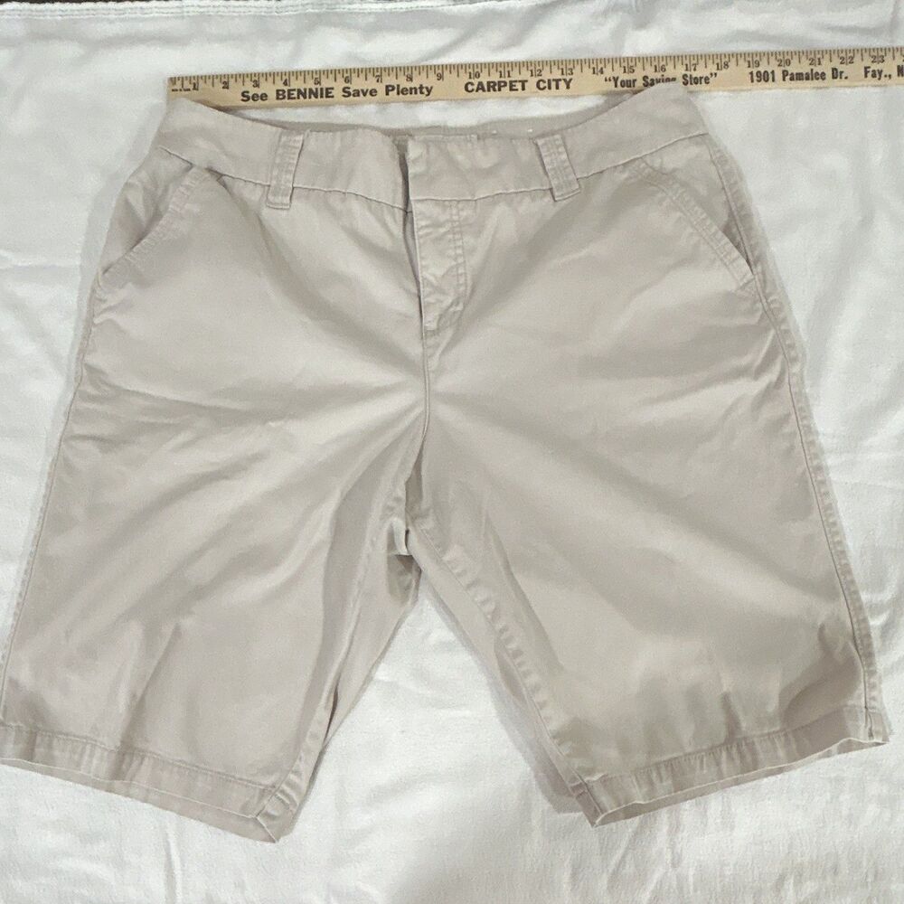 Sonoma Life + Style Original Fit Bermuda Shorts 14 Beige Stretch Pockets 0113